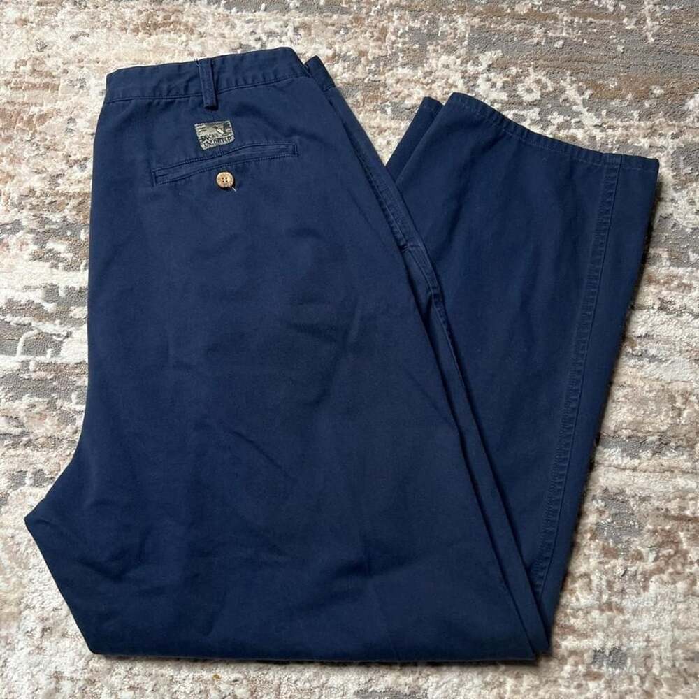Ducks Unlimited Navy Pleated Cotton Chino Pants
